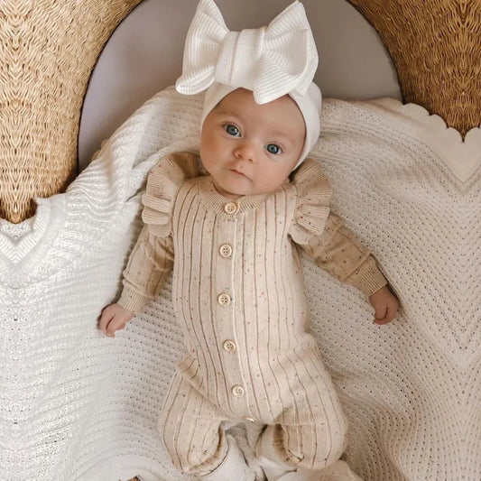 Knitted Baby Jumpsuit Solid Color Newborn Baby Clothes